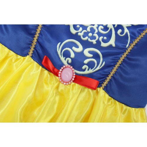  ReliBeauty Girls Puff Sleeve Fancy Dress Princess Snow White Costume