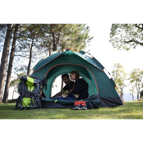  Reliancer Family Camping Tents Automatic Hydraulic Instant Tent Pop Up 210T PU Protection Easy Set Up Dome Tent Waterproof Sun Shelter Fiberglass Frame for Outdoor Rainproof Backpacking Hiki