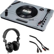 Reloop Spin Portable Turntable System with Scratch Vinyl with Polsen HPC-A30 Studio Headphones & Male Audio Cable (6') Bundle