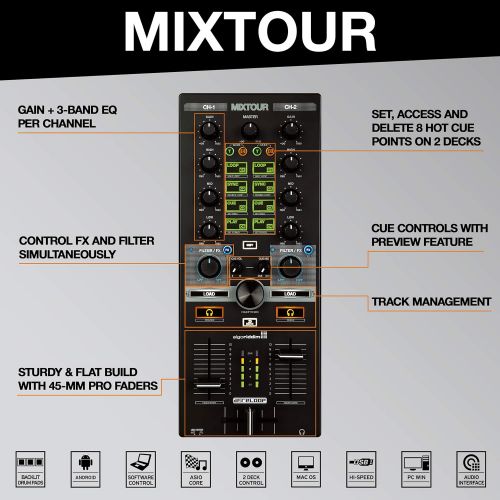  [아마존베스트]Reloop Mixtour All-In-One Controller-Audio Interface for iOS/Andriod/Mac for DJAY