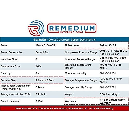  Remedium International R Cool Mist Vaporizer Piston Compressor System | Steam Inhaler | Reusable Mask Accessories Kit with Kids & Adult Mask, Cup, Tube, Mouth Piece | Compact & Portable | FDA Approved & Re