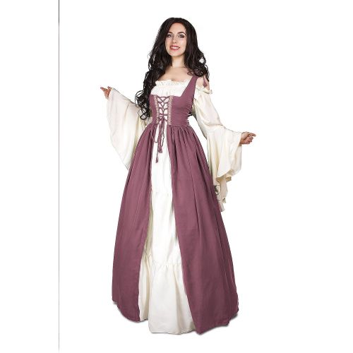  Reminisce Mythic Renaissance Medieval Irish Costume Over Dress & Cream Chemise Set