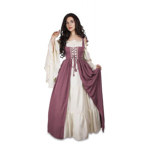  Reminisce Mythic Renaissance Medieval Irish Costume Over Dress & Cream Chemise Set