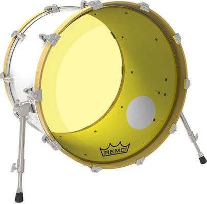  Remo Powerstroke P3 Colortone Yellow Bass Drumhead - 22 inch - with Port Hole