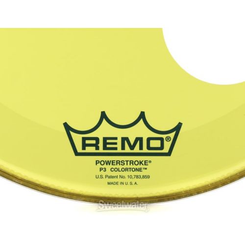  Remo Powerstroke P3 Colortone Yellow Bass Drumhead - 22 inch - with Port Hole