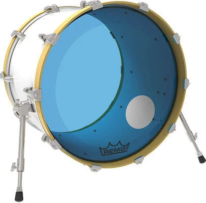  Remo Powerstroke P3 Colortone Blue Bass Drumhead - 24 inch - with Port Hole