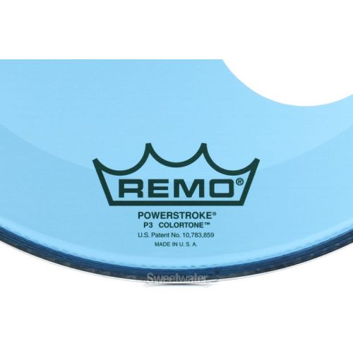  Remo Powerstroke P3 Colortone Blue Bass Drumhead - 20 inch - with Port Hole