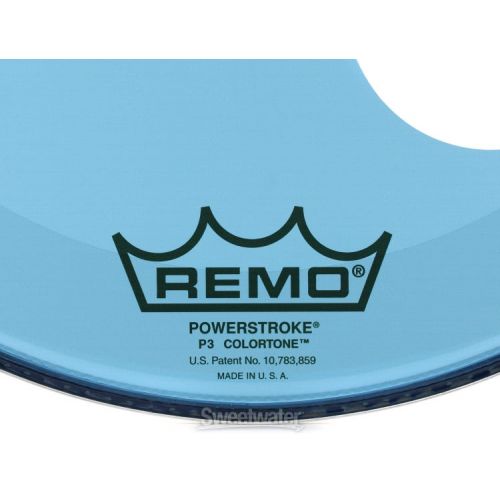  Remo Powerstroke P3 Colortone Blue Bass Drumhead - 22 inch - with Port Hole