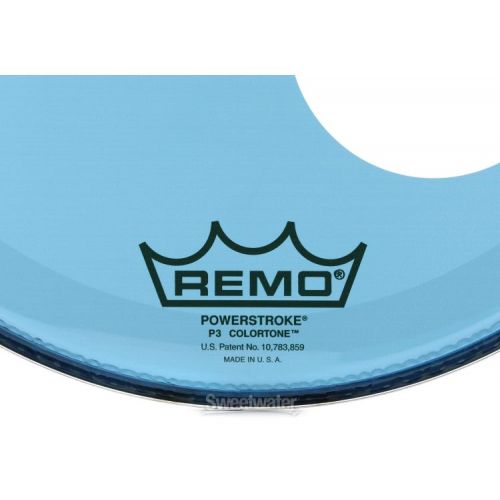  Remo Powerstroke P3 Colortone Blue Bass Drumhead - 18 inch - with Port Hole