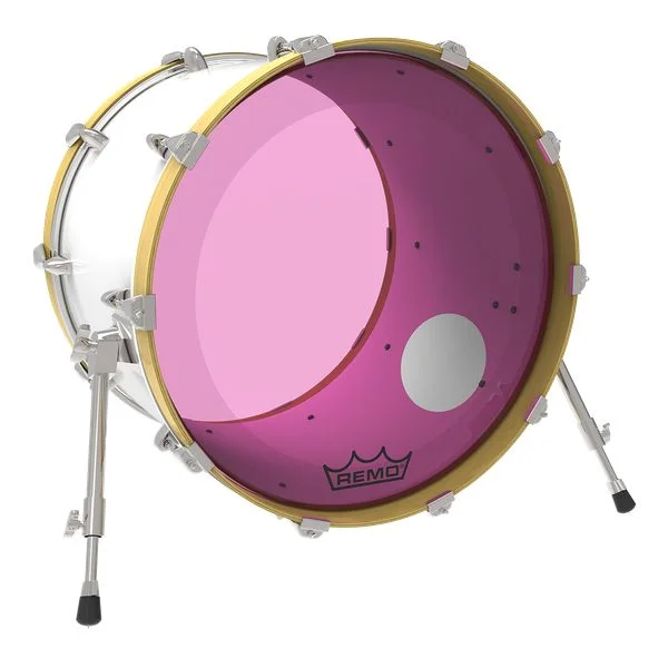  Remo Powerstroke P3 Colortone Pink Bass Drumhead - 20 inch - with Port Hole
