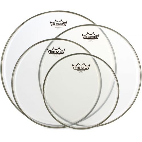  Remo Ambassador Clear 5-piece Tom Drumhead Bundle w/ Powerstroke P3