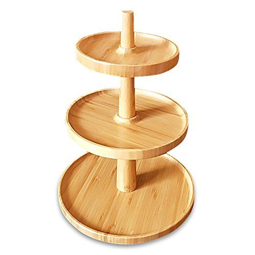  Ren Handcraft 3 Tier Cake Stand Bamboo Serving Tray Fruit Platter Elegant Wedding Cupcake Holder Wooden Cheese Dish Salad Plates