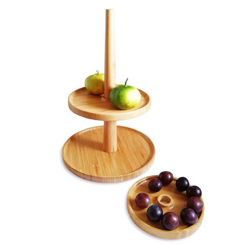  Ren Handcraft 3 Tier Cake Stand Bamboo Serving Tray Fruit Platter Elegant Wedding Cupcake Holder Wooden Cheese Dish Salad Plates