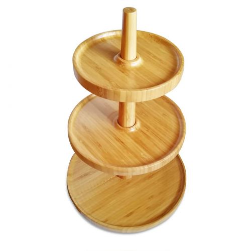  Ren Handcraft 3 Tier Cake Stand Bamboo Serving Tray Fruit Platter Elegant Wedding Cupcake Holder Wooden Cheese Dish Salad Plates