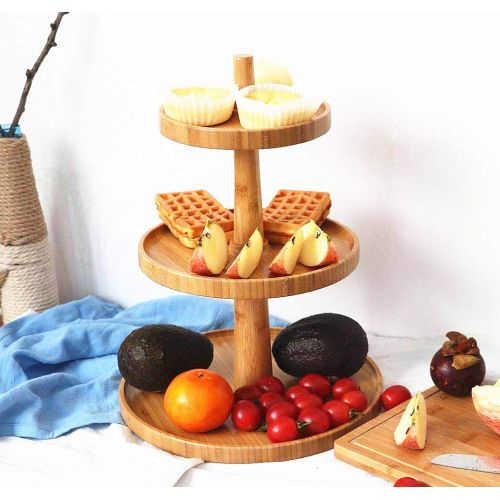  Ren Handcraft 3 Tier Cake Stand Bamboo Serving Tray Fruit Platter Elegant Wedding Cupcake Holder Wooden Cheese Dish Salad Plates