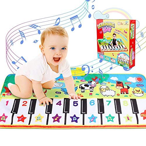  [아마존베스트]RenFox Musical Mats Keyboard Piano Play Mat Dance Floor Music Mat Animal Blanket Carpet Playmat Early Educational Toys for Kids Baby Toddlers Boy Girl(53.2x23.6 in)