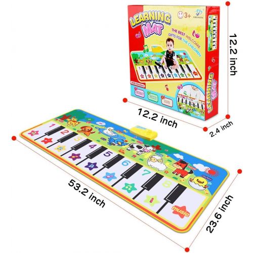  [아마존베스트]RenFox Musical Mats Keyboard Piano Play Mat Dance Floor Music Mat Animal Blanket Carpet Playmat Early Educational Toys for Kids Baby Toddlers Boy Girl(53.2x23.6 in)