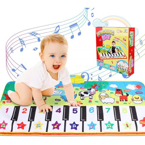  [아마존베스트]RenFox Musical Mats Keyboard Piano Play Mat Dance Floor Music Mat Animal Blanket Carpet Playmat Early Educational Toys for Kids Baby Toddlers Boy Girl(53.2x23.6 in)