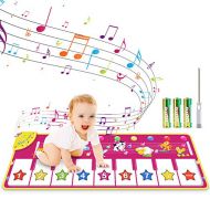 [아마존베스트]RenFox Kids Musical Keyboard Piano Mat, Electronic Music Play Blanket Dance Mat with 8 Different Animal Sound for Early Learning Education Toys Gift for Toddler Baby Boys Girls (Ba