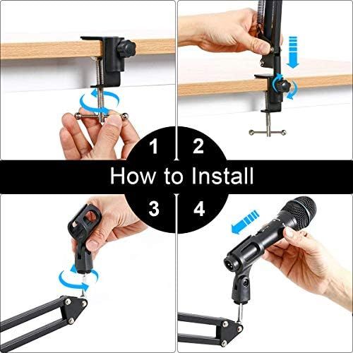  [아마존베스트]RenFox Adjustable Microphone Stand, Professional Microphone Holder, Microphone Arm with Spider and Adaptor for Studio Program Recording, Broadcasting TV Transmitter, Compatible with Blue