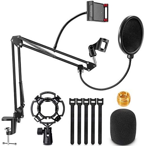  [아마존베스트]RenFox Adjustable Microphone Stand, Professional Microphone Holder, Microphone Arm with Spider and Adaptor for Studio Program Recording, Broadcasting TV Transmitter, Compatible with Blue