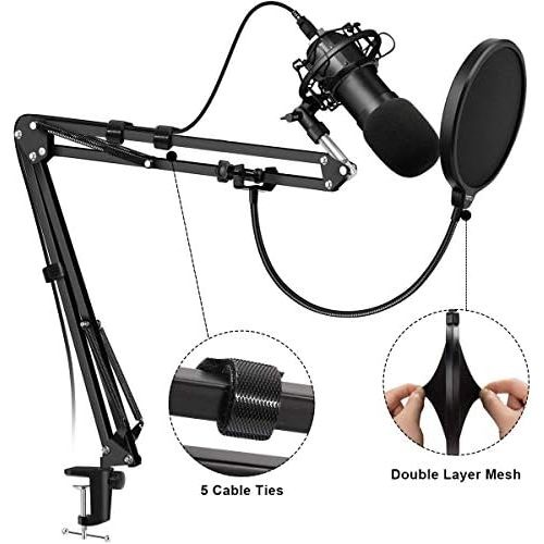  [아마존베스트]RenFox Adjustable Microphone Stand, Professional Microphone Holder, Microphone Arm with Spider and Adaptor for Studio Program Recording, Broadcasting TV Transmitter, Compatible with Blue