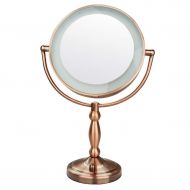 RenShiMinShop Makeup Mirror, Vanity Mirror 360° rotatable Student Dormitory countertop LED Vanity Mirror Bedroom Bathroom Vanity Mirror (Color : Brass, Size : 4322.8cm)