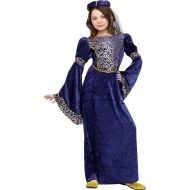Renaissance Maiden Kids Costume Blue / Gold Small