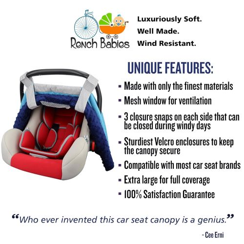  Rench Babies Car Seat Canopy Cover w/ Window, Luxuriously Soft, Well Made, Wind Resistant, Best Baby Shower...