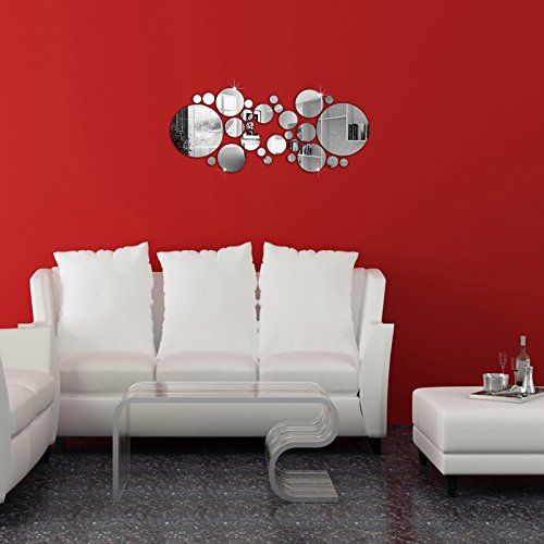  Rendodon Butterfly 3D DIY Mirror Living Room Home Modern Design Decoration Wall Clock Mirror Effect Wall Sticker Decal Home Decor Wall Sticker Decal Home Decor. (Silvery)