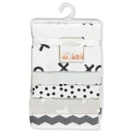 Rene Rofe 5-Pack Flannel Receiving Blankets - White/Black, one Size