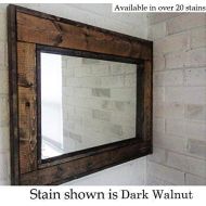 Renewed Decor & Storage Herringbone Reclaimed Wood Framed Mirror, Available in 4 Sizes and 20 Stain colors: Shown in Dark Walnut - Large Wall Mirror - Rustic Modern Home - Home Decor - Mirror - Housewares