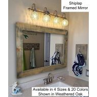 Renewed Decor & Storage Shiplap Large Wood Framed Mirror Available in 4 Sizes and 20 Colors: Shown in Weathered Oak - Large Wall Mirror - Rustic Barnwood Style - Bathroom Vanity Mirror - Decor for Bathroo