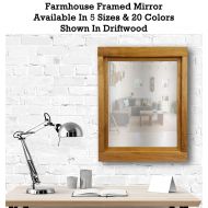 Renewed Decor & Storage Farmhouse Large Framed Mirror Available in 5 Sizes and 20 Stain Colors: Shown in Driftwood - Large Wall Mounted Mirror - Rustic Home Decor - Mirror for Desk - Bathroom Vanity Mirro