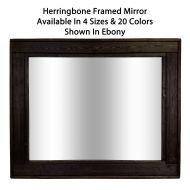 Renewed Decor & Storage Herringbone Reclaimed Wood Framed Mirror, Available in 4 Sizes and 20 Stain colors: Shown in Ebony - Large Framed Mirror - Mirror Vanity Desk - Rustic Home Decor 24x30-36x30-42x30-