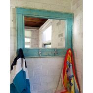 Renewed Decor & Storage Herringbone Reclaimed Entryway Wall Mirror Coat or Towel Rack With Boat Cleat Wall Cleats, Available in 3 Sizes and 12 Colored Stains or 20 Traditional Stain Colors: Shown in Vinta