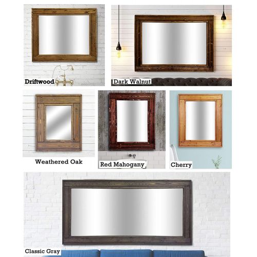  Renewed Decor & Storage Renewed Decor Herringbone Reclaimed Wood Bathroom Vanity Mirror in 20 stain colors - Large Wall Mirror - Rustic Modern Home - Home Decor - Mirror - Housewares - Woodwork - Frame -