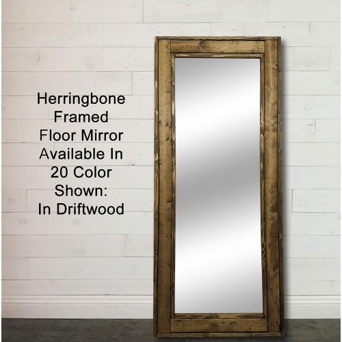  Renewed Decor & Storage Herringbone Floor Mirror Full Length Decorative Rustic Wood Frame, Available in 20 Colors