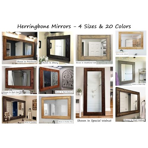  Renewed Decor & Storage Herringbone Reclaimed Wood Framed Mirror, Available in 4 Sizes and 20 Stain colors: Shown in Jacobean - Decorative Mirror ? Livingroom Decor ? Wall Decor ? 24x30 ? 36x30 ? 42x30 ?