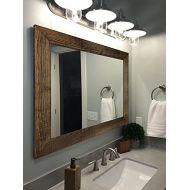 Renewed Decor & Storage Shiplap Rustic Wood Framed Mirror, 20 Stain Colors, Special Walnut - Large Wall Mirror, Rustic Barnwood Style, Bathroom Vanity Mirror, Rustic Bathroom Decor, Reclaimed Styled Wood