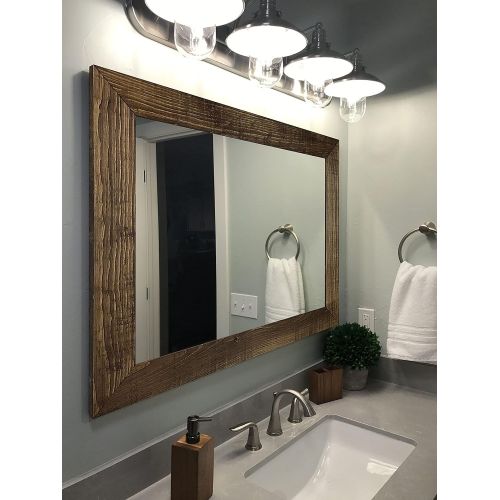  Renewed Decor & Storage Shiplap Rustic Wood Framed Mirror, 20 Stain Colors, Special Walnut - Large Wall Mirror, Rustic Barnwood Style, Bathroom Vanity Mirror, Rustic Bathroom Decor, Reclaimed Styled Wood