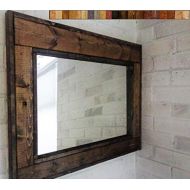 Renewed Decor & Storage Herringbone Reclaimed Wood Framed Mirror, Available in 4 Sizes and 20 Stain colors: Shown in Dark Walnut - Large Wall Mirror - Rustic Modern Home - Home Decor - Mirror - Housewares