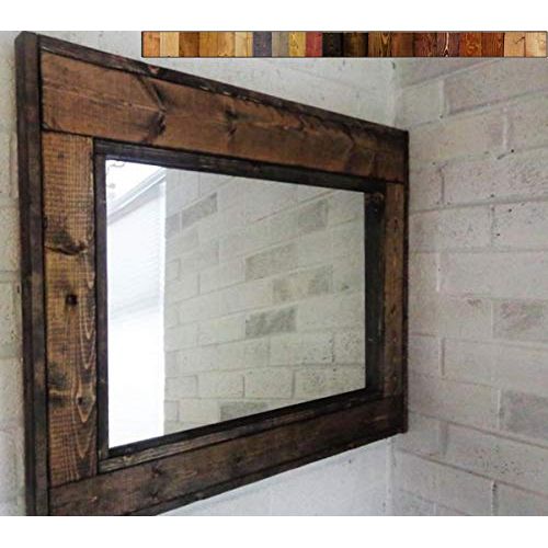  Renewed Decor & Storage Herringbone Reclaimed Wood Framed Mirror, Available in 4 Sizes and 20 Stain colors: Shown in Dark Walnut - Large Wall Mirror - Rustic Modern Home - Home Decor - Mirror - Housewares