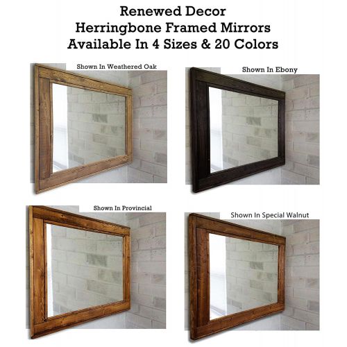  Renewed Decor & Storage Herringbone Reclaimed Wood Framed Mirror, Available in 4 Sizes and 20 Stain colors: Shown in Dark Walnut - Large Wall Mirror - Rustic Modern Home - Home Decor - Mirror - Housewares