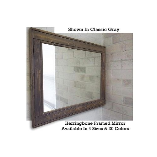  Renewed Decor & Storage Herringbone Reclaimed Wood Framed Mirror, Available in 4 Sizes and 20 Stain colors: Shown in Dark Walnut - Large Wall Mirror - Rustic Modern Home - Home Decor - Mirror - Housewares
