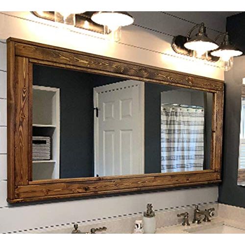  Renewed Decor & Storage Herringbone Reclaimed Wood Framed Mirror, Available in 4 Sizes and 20 Stain colors: Shown in Provincial - Rustic Wall Mirror - Large Framed Mirror - 24x30-36x30-42x30-60x30