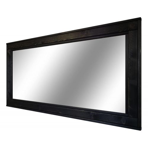  Renewed Decor & Storage Herringbone Reclaimed Wood Framed Mirror, Available in 4 Sizes and 20 Stain colors: Shown in Ebony - Rustic Wall Mirror - Wall Mirror Decorative - Large Framed Wall Mirror
