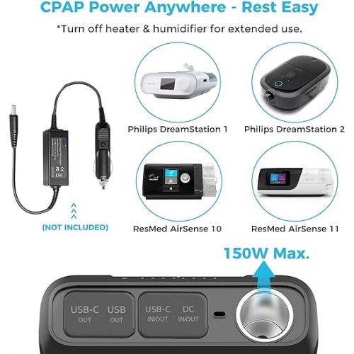  Renogy 72000mAh 266Wh 12v Power Bank with 60W PD, CPAP Battery for Camping, High Capacity Large Camping Power Bank with USB-C DC Wireless Charging & Flashlight, CPAP Battery Backup Power Supply