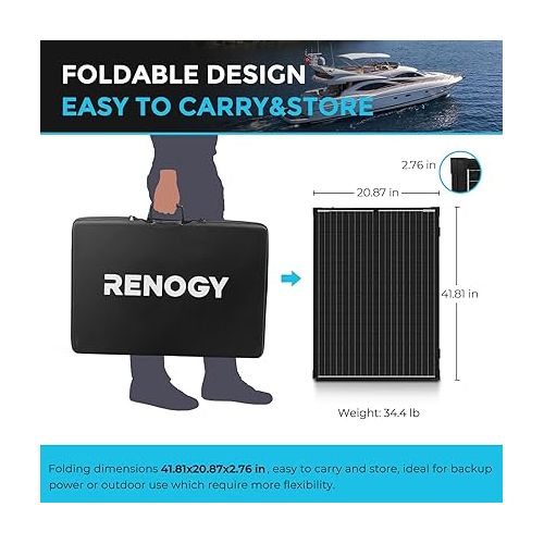  Renogy 200 Watt 12 Volt Portable Solar Panel with Waterproof 20A Charger Controller, Foldable 100W Solar Panel Suitcase with Adjustable Kickstand, Solar Charger for Power Station RV Camping Off Grid