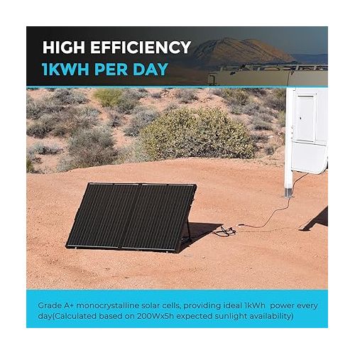  Renogy 200 Watt 12 Volt Portable Solar Panel with Waterproof 20A Charger Controller, Foldable 100W Solar Panel Suitcase with Adjustable Kickstand, Solar Charger for Power Station RV Camping Off Grid